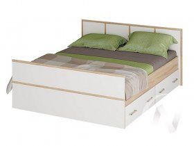 Двуспальная кровать 1,4м Сакура (дуб сонома/белый) в Табулге - tabulga.mebel-nsk.ru | фото