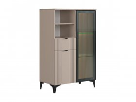 Комод 2 со стеклом Рич (кашемир/фрапучино матовый/черный) в Табулге - tabulga.mebel-nsk.ru | фото
