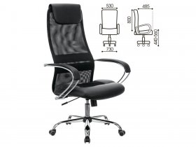 Кресло офисное BRABIX PREMIUM Stalker EX-608 CH, хром, ткань-сетка/кожзам, черное в Табулге - tabulga.mebel-nsk.ru | фото