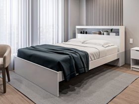 Кровать двуспальная 1,6м Бруклин СБ-3356 (белый) в Табулге - tabulga.mebel-nsk.ru | фото