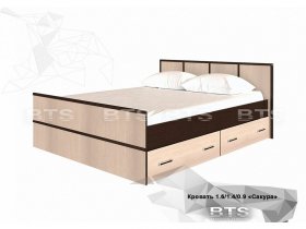 Кровать двуспальная с ящиками 1,4м Сакура (BTS) в Табулге - tabulga.mebel-nsk.ru | фото