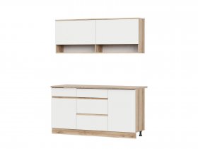 Кухонный гарнитур 1,6м Брауни (дуб делано/белый) в Табулге - tabulga.mebel-nsk.ru | фото