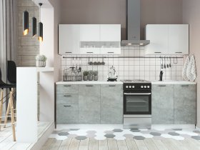 Кухонный гарнитур Дуся 2,0 м (белый глянец/цемент) в Табулге - tabulga.mebel-nsk.ru | фото