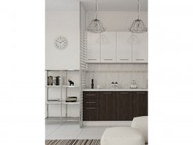 Кухонный гарнитур МДФ Выгодно и точка 1,5 м (белый глянец/ироко) в Табулге - tabulga.mebel-nsk.ru | фото