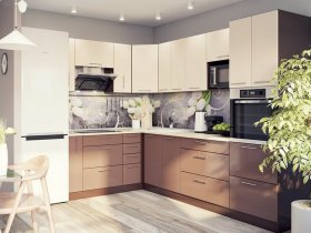Модульная кухня Классика (ваниль/шоколад) в Табулге - tabulga.mebel-nsk.ru | фото