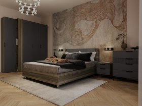 Модульная спальня Борнео (джара темная/хангва) в Табулге - tabulga.mebel-nsk.ru | фото