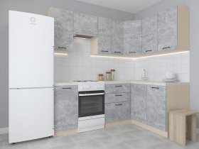 Модульная угловая кухня 1,4м*2,1м Лада (цемент) в Табулге - tabulga.mebel-nsk.ru | фото