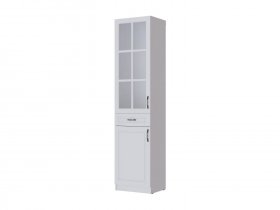 Пенал-витрина Апполия гостиная (белый/белый дуб) в Табулге - tabulga.mebel-nsk.ru | фото