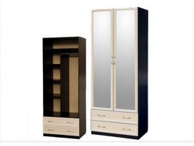 Шкаф двухстворчатый с ящиками с 2-мя зеркалами  (профиль МДФ) в Табулге - tabulga.mebel-nsk.ru | фото