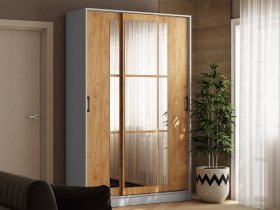 Шкаф-купе 1,4м «Стиль-2» (белый/дуб крафт золотой) в Табулге - tabulga.mebel-nsk.ru | фото