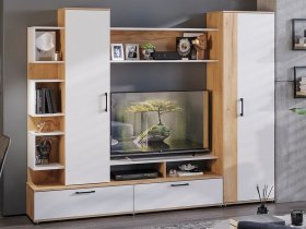 Стенка «Дакота» (дуб крафт золотой/белый ясень) в Табулге - tabulga.mebel-nsk.ru | фото