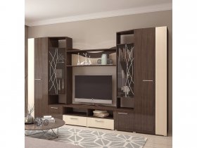 Стенка Гамма (дуб венге/дуб молочный) в Табулге - tabulga.mebel-nsk.ru | фото